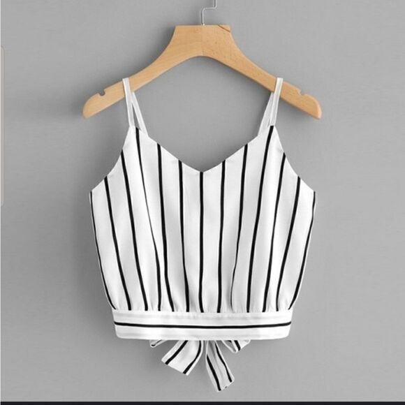 Zara V-neck stripped crop top - Picture 1 of 2